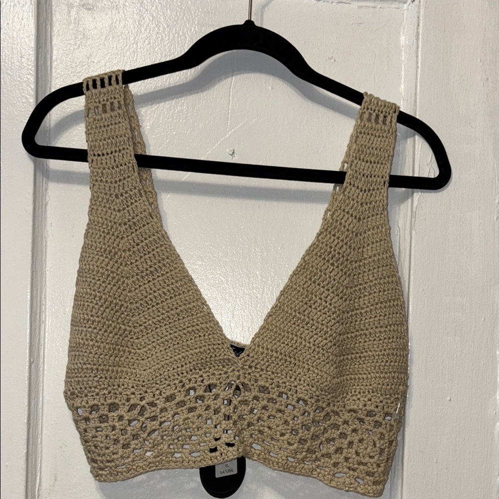 Elegant Tan Crochet Tank Top